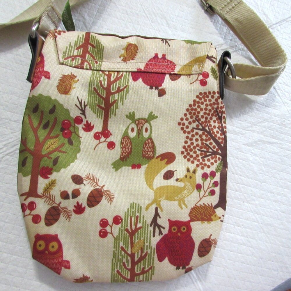 Women's Lily Bloom Owl Fox Crossbody Canvas Purse - Picture 4 of 5